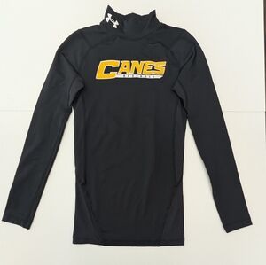 Under Armour Canes Baseball Youth S Black Compression Coldgear Stretchy Fall
